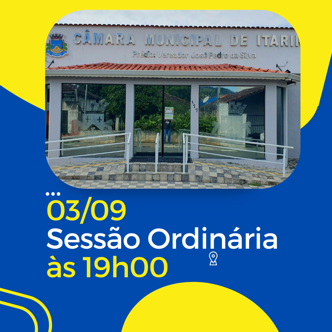 Dia 03/09 acontecerá a 12ª Sessão Ordinária